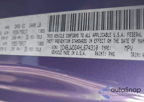 2017 Jeep Wrangler Unlimited Sport 4X4 из США, поврежденный, VIN 1C4BJWDG4HL674310